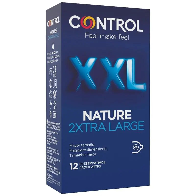 CONTROL - NATURE 2 PRESERVATIVI XTRA LARGE XXL - 12 UNITÀ - CONTROL CONDOMS | Lingerie Harness Boutique