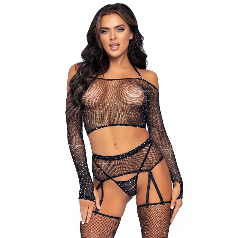 LEG AVENUE - SET QUATTRO PEZZI TAGLIA UNICA - LEG AVENUE SETS | Lingerie Harness Boutique