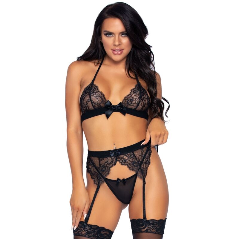 LEG AVENUE - SET TRE PEZZI TOP, REGGALIZZATO E PERIZIE L - LEG AVENUE SETS | Lingerie Harness Boutique