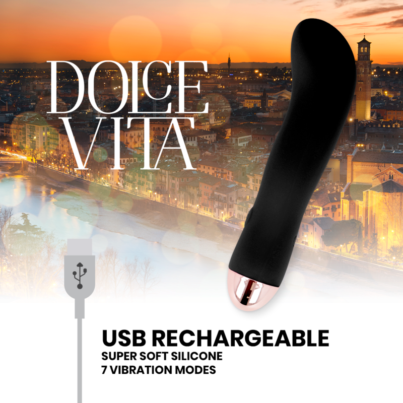 DOLCE VITA - VIBRATORE RICARICABILE DUE NERO 7 VELOCITÀ - DOLCE VITA | Lingerie Harness Boutique