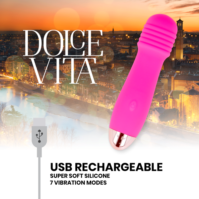 DOLCE VITA - VIBRATORE RICARICABILE TRE ROSA 7 VELOCITÀ - DOLCE VITA | Lingerie Harness Boutique