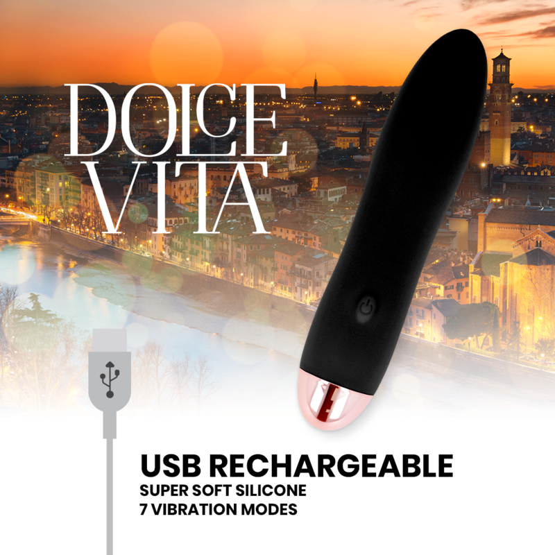 DOLCE VITA - VIBRATORE RICARICABILE QUATTRO NERO A 7 VELOCITÀ - DOLCE VITA | Lingerie Harness Boutique