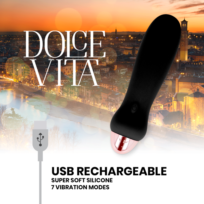 DOLCE VITA - VIBRATORE RICARICABILE CINQUE NERO A 7 VELOCITÀ - DOLCE VITA | Lingerie Harness Boutique