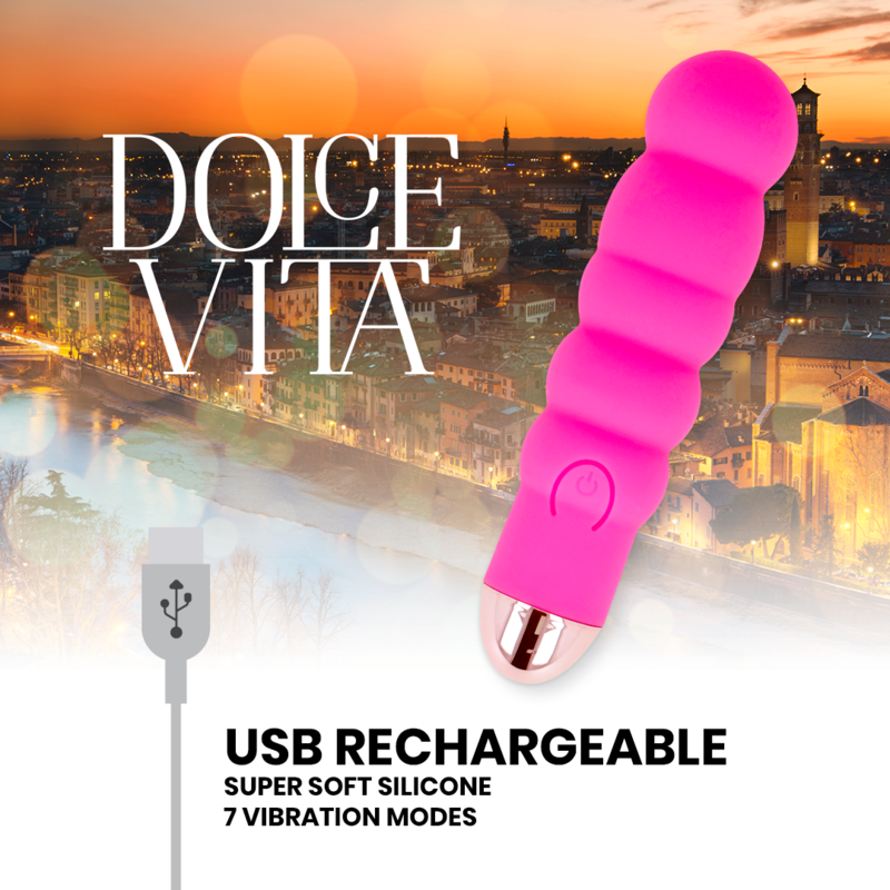 DOLCE VITA - VIBRATORE RICARICABILE SEI ROSA 7 VELOCITÀ - DOLCE VITA | Lingerie Harness Boutique