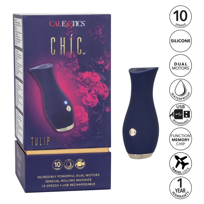 CALEXOTICS - CHIC TULIP MASAJEADOR AZUL - CALEXOTICS | Lingerie Harness Boutique