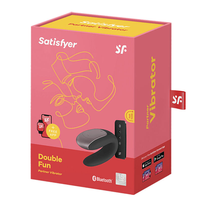 SATISFYER - VIBRATORE DOUBLE FUN PARTNER NERO - SATISFYER CONNECT | Lingerie Harness Boutique