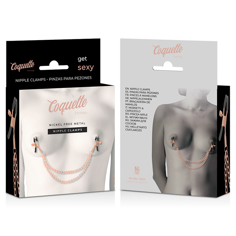 COQUETTE CHIC DESIRE - CLIPS PER CAPEZZOLI IN METALLO FANTASIA CON CATENA - COQUETTE FANTASY | Lingerie Harness Boutique