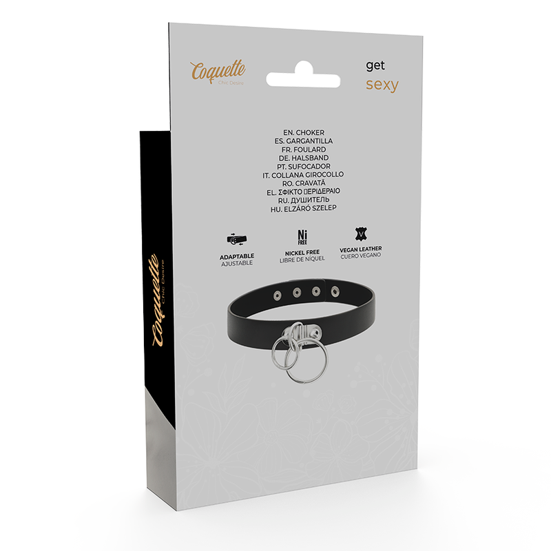 COQUETTE CHIC DESIRE - GIROCOLLO IN PELLE VEGANA CON DOPPIO ANELLO - COQUETTE ACCESSORIES | Lingerie Harness Boutique