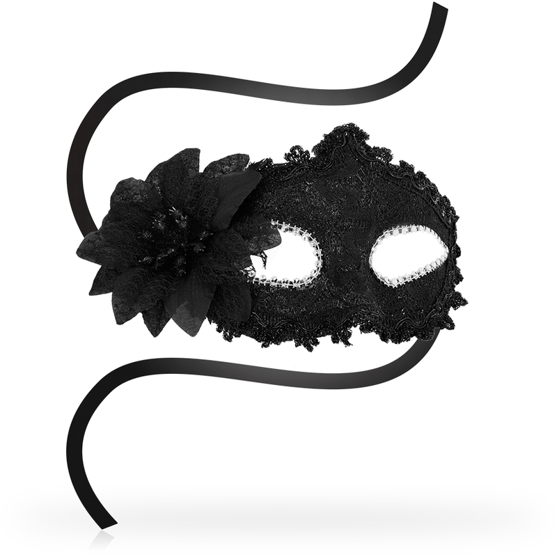 OHMAMA - MASCHERE ANTIZAZ STILE VENEZIANO FIORE LATERALE - NERA - OHMAMA MASKS | Lingerie Harness Boutique