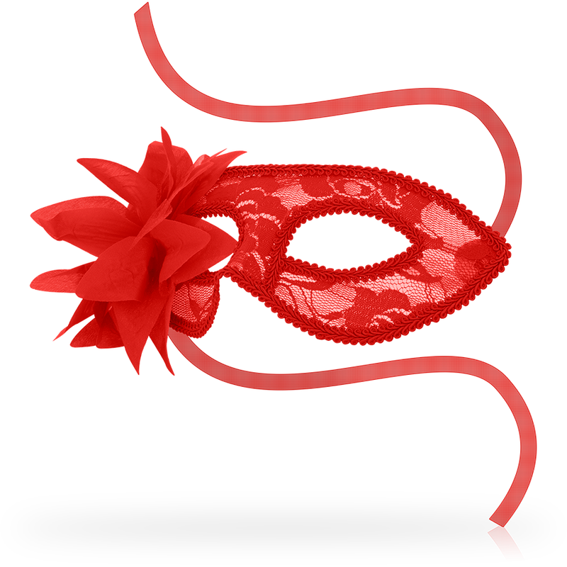 OHMAMA - MASCHERE MASCHERE CON PIZZO E FIORE ROSSO - OHMAMA MASKS | Lingerie Harness Boutique