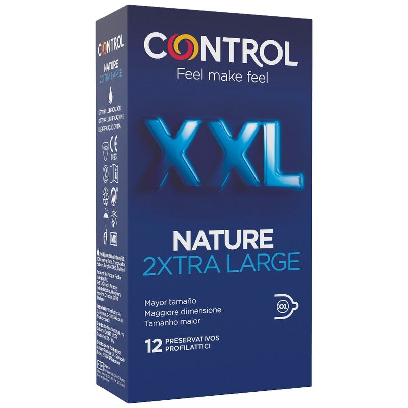 CONTROL - NATURE 2 PRESERVATIVI XTRA LARGE XXL - 12 UNITÀ - CONTROL CONDOMS | Lingerie Harness Boutique