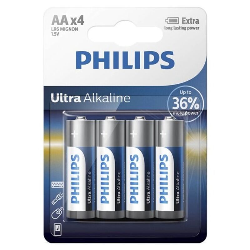 PHILIPS - BATTERIA ULTRA ALCALINA AA LR6 4 UNITÀ - PHILLIPS | Lingerie Harness Boutique