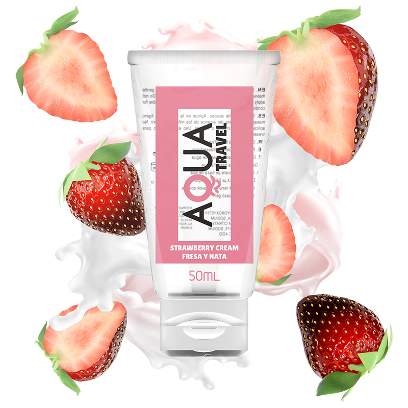 AQUA TRAVEL - LUBRIFICANTE A BASE ACQUA GUSTO CREMA FRAGOLA - 50 ML - AQUA TRAVEL | Lingerie Harness Boutique