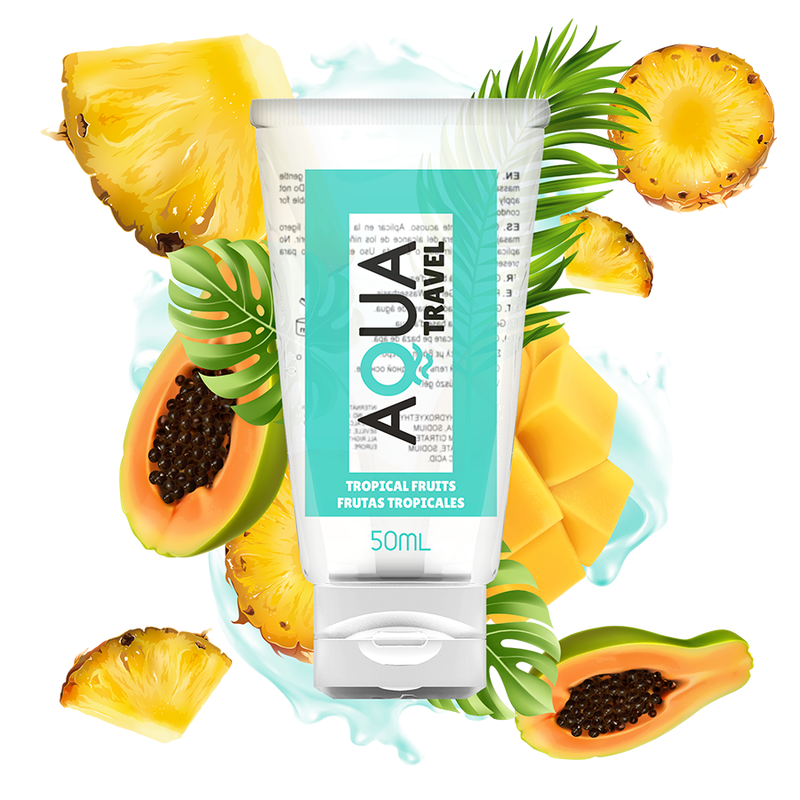 AQUA TRAVEL - LUBRIFICANTE A BASE ACQUA FRUTTI TROPICALI - 50 ML - AQUA TRAVEL | Lingerie Harness Boutique