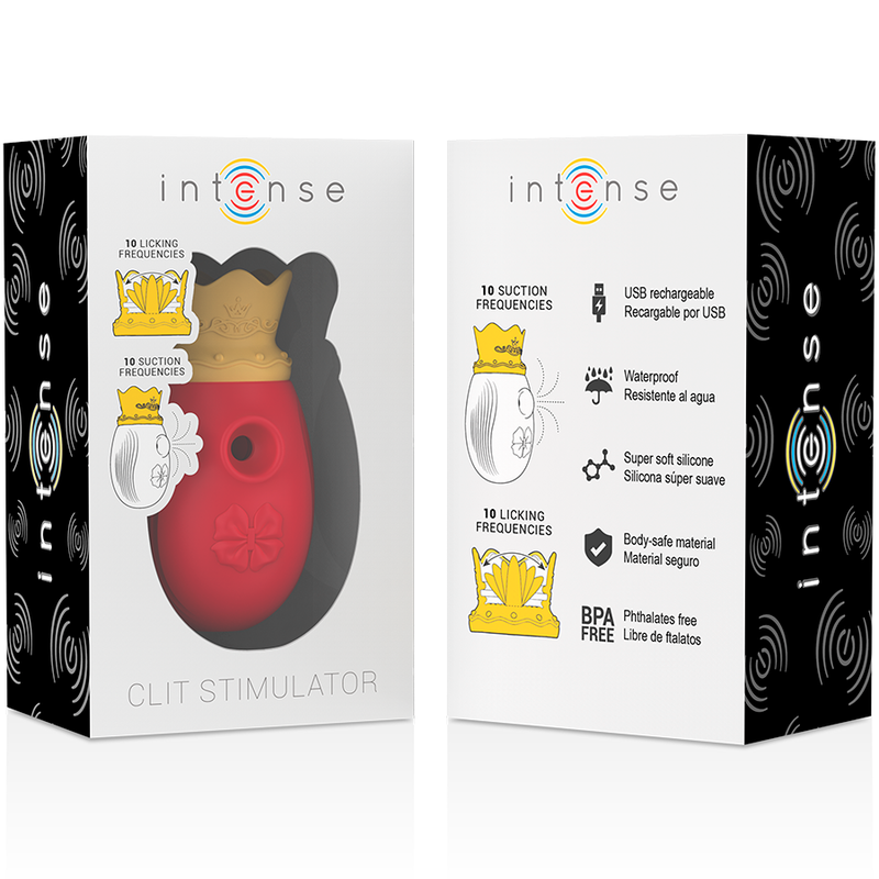 INTENSE - STIMOLATORE DEL CLIT 10 FREQUENZE DI LECCATA E ASPIRAZIONE - RED - INTENSE FUN | Lingerie Harness Boutique