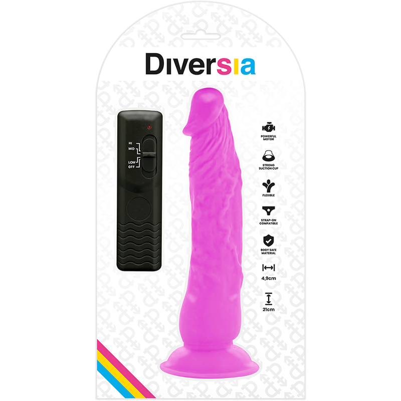 DIVERSIA - DILDO VIBRANTE FLESSIBILE VIOLA 21 CM -O- 4.9 CM - DIVERSIA | Lingerie Harness Boutique