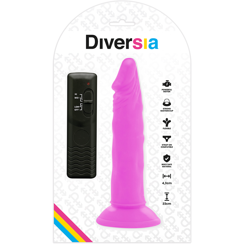 DIVERSIA - DILDO VIBRANTE FLESSIBILE VIOLA 23 CM -O- 4.3 CM - DIVERSIA | Lingerie Harness Boutique