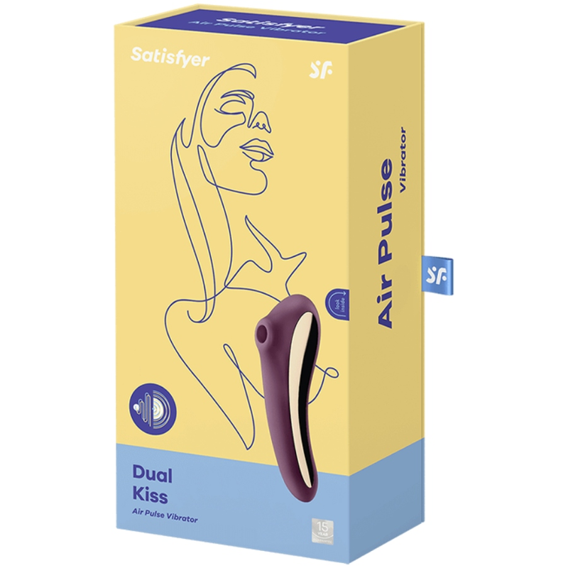 SATISFYER - VIBRATORE DUAL KISS AIR PULSE ROSSO VINO - SATISFYER AIR PULSE | Lingerie Harness Boutique