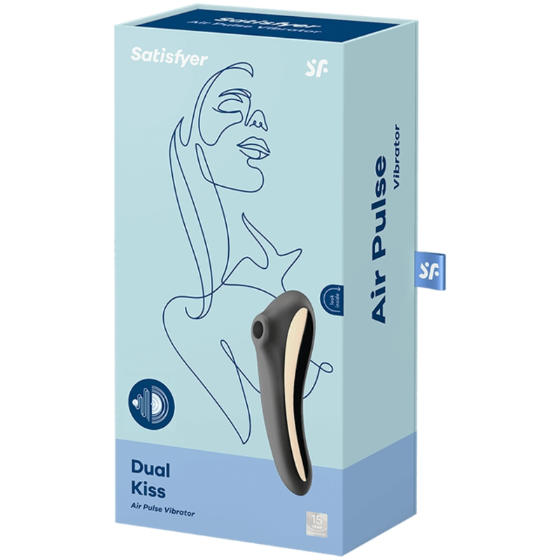 SATISFYER - VIBRATORE DUAL KISS AIR PULSE NERO - SATISFYER AIR PULSE | Lingerie Harness Boutique