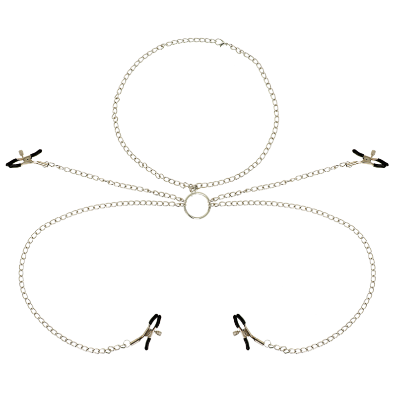 OHMAMA FETISH 4 MORSETTI PER CAPEZZOLI CON COLLANA A CATENA - OHMAMA FETISH | Lingerie Harness Boutique