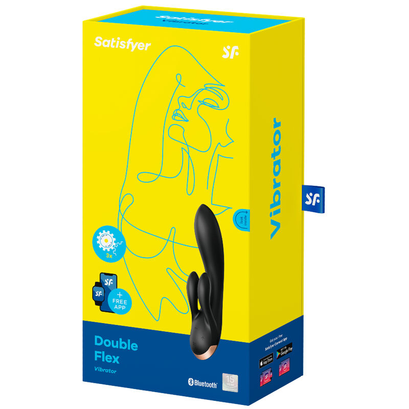 SATISFYER - APP VIBRATORE DOPPIO FLEX NERO - SATISFYER CONNECT | Lingerie Harness Boutique