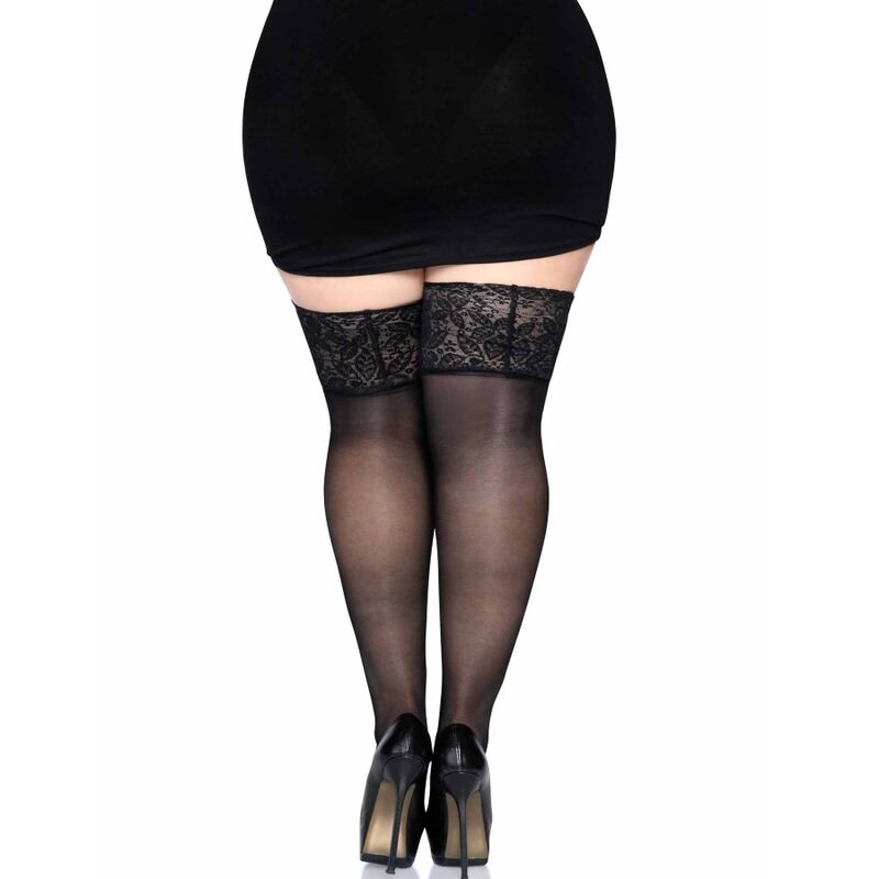 LEG AVENUE - COSTUME AUTOREGGENTE ALTA COSCIA VETRATA PLUS TAGLIA - LEG AVENUE HOSIERY | Lingerie Harness Boutique