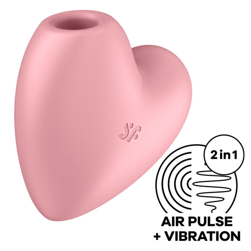 SATISFYER - CUTIE HEART STIMOLATORE E VIBRATORE AIR PULSE ROSA - SATISFYER AIR PULSE | Lingerie Harness Boutique