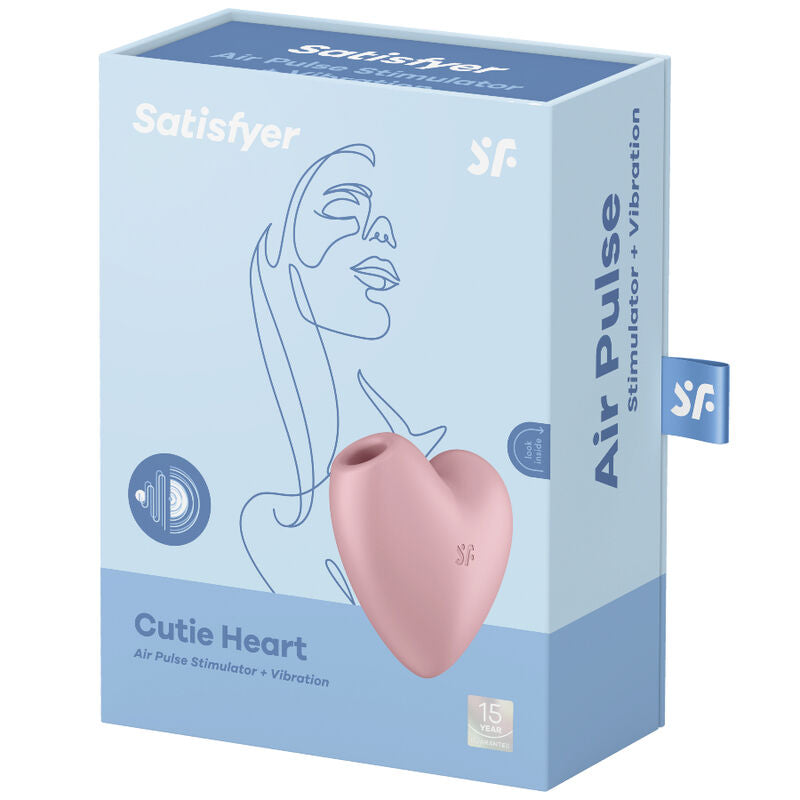 SATISFYER - CUTIE HEART STIMOLATORE E VIBRATORE AIR PULSE ROSA - SATISFYER AIR PULSE | Lingerie Harness Boutique