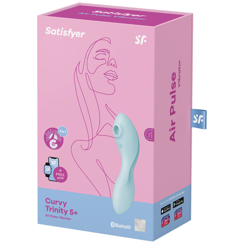 SATISFYER - STIMOLATORE E VIBRATORE CURVY TRINITY 5 AIR PULSE BLU - SATISFYER CONNECT | Lingerie Harness Boutique