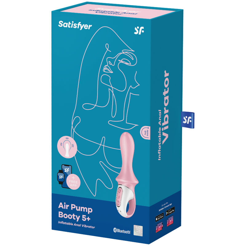 SATISFYER - VIBRATORE ANALE GONFIABILE AIR PUMP BOOTY 5+ ROSA - SATISFYER CONNECT | Lingerie Harness Boutique
