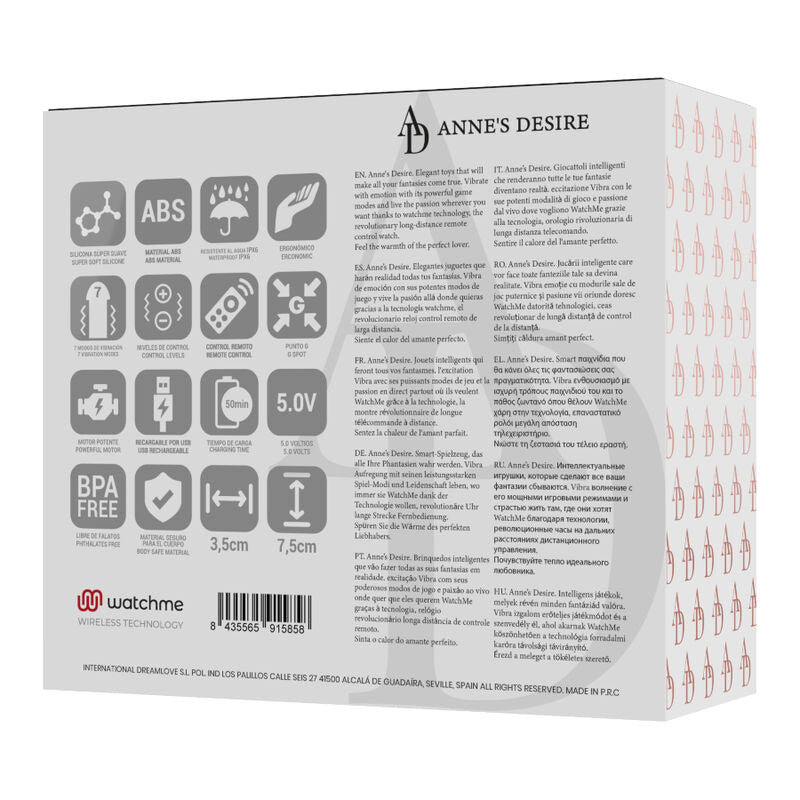 ANNE'S DESIRE - EGG TECNOLOGIA DI CONTROLLO REMOTO WATCHME NERO - ANNE´S DESIRE | Lingerie Harness Boutique