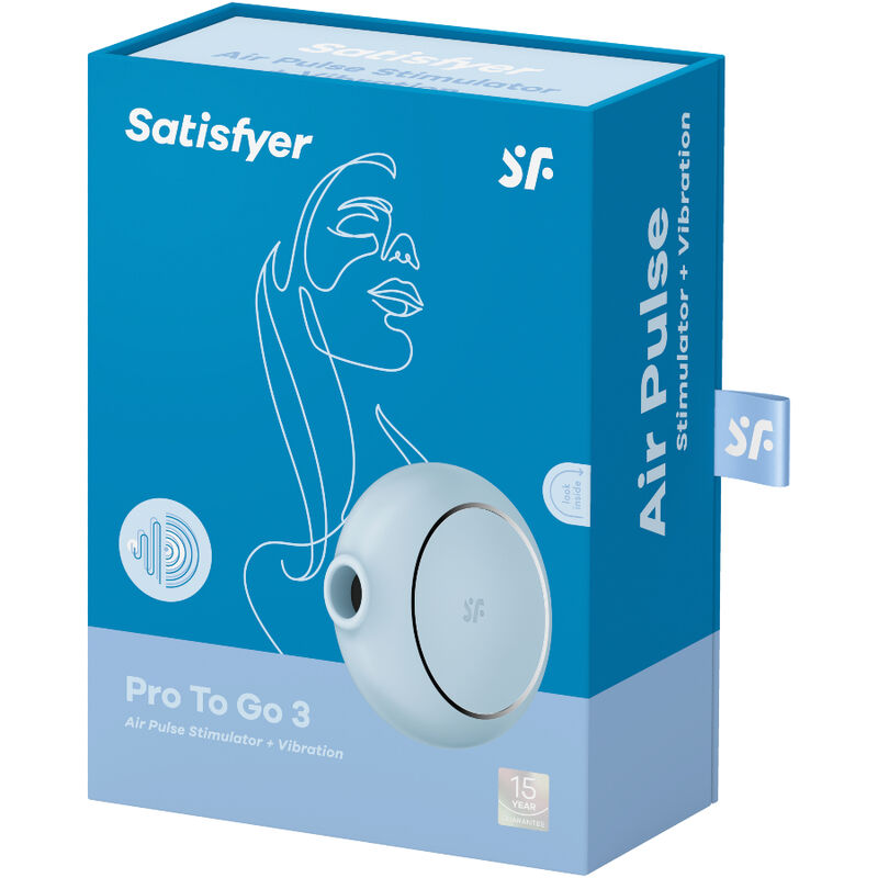 SATISFYER - STIMOLATORE E VIBRATORE A DOPPIO PRO TO GO 3 BLU - SATISFYER AIR PULSE | Lingerie Harness Boutique