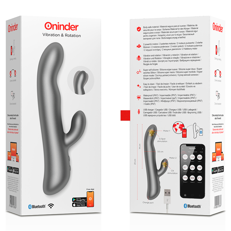 ONINDER - VIBRAZIONE E ROTAZIONE OSLO NERO - APP GRATUITA - ONINDER | Lingerie Harness Boutique