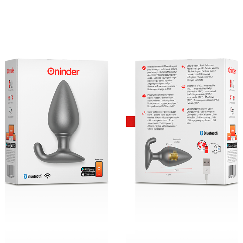 ONINDER - PLUG ANALE VIBRANTE RIO NERO - APP GRATUITA - ONINDER | Lingerie Harness Boutique