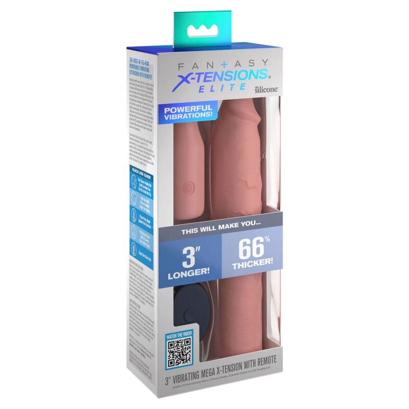 FANTASY X- TENSIONS - PIPEDREAMS SLEEVE 22,86 CM + 7,62 CM PLUG REMOTE SKIN - FANTASY X-TENSIONS | Lingerie Harness Boutique