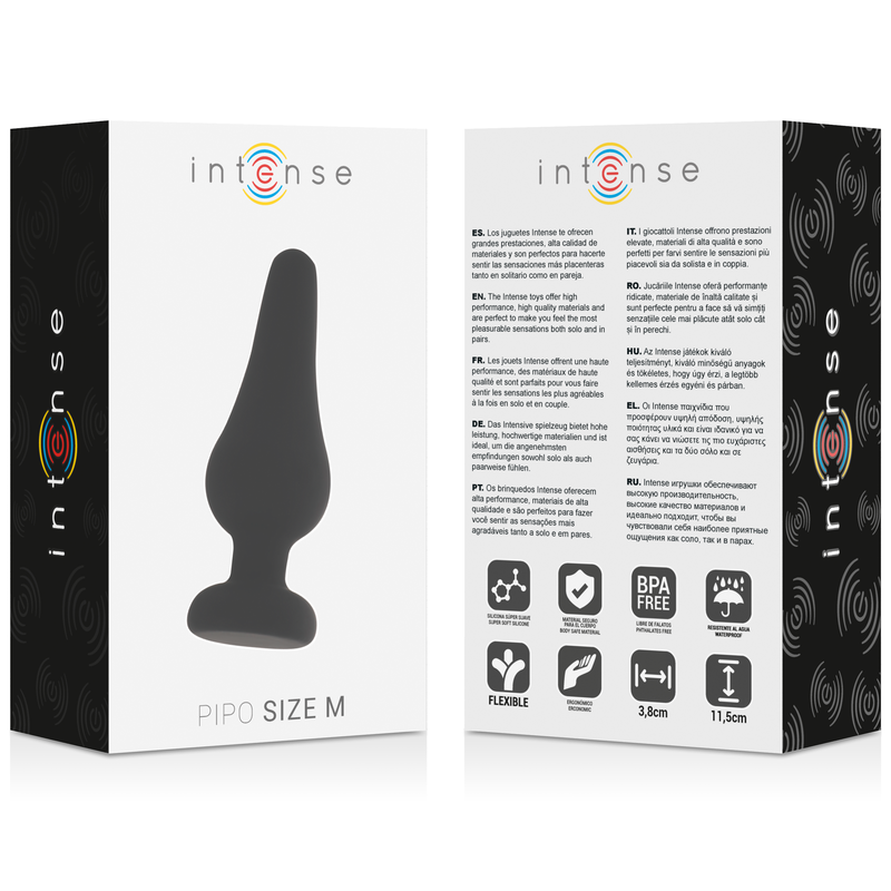 INTENSE - PLUG ANALE PIPO M SILICONE NERO 11 CM - INTENSE ANAL TOYS | Lingerie Harness Boutique