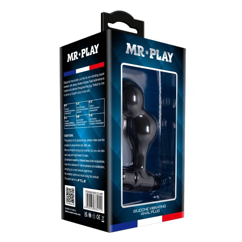 MR PLAY - PLUG ANALE VIBRATORE IN SILICONE NERO - MR PLAY | Lingerie Harness Boutique