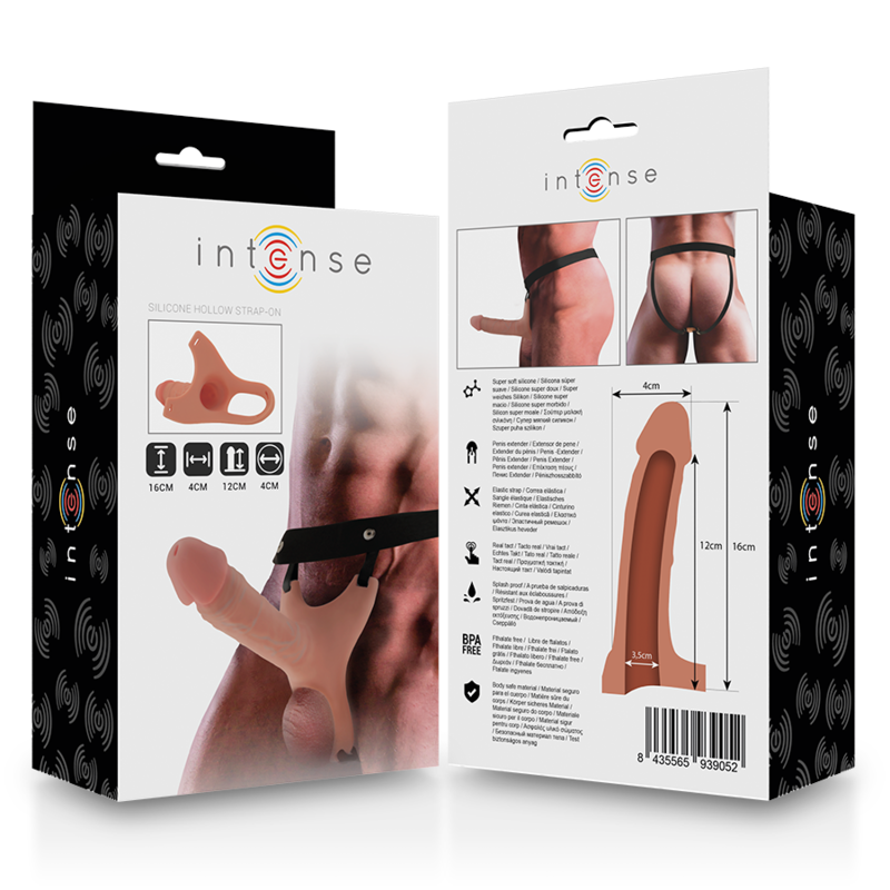 INTENSE - IMBRACATURA CAVA CON DILDO IN SILICONE 16 X 3,5 CM - INTENSE COUPLES TOYS | Lingerie Harness Boutique