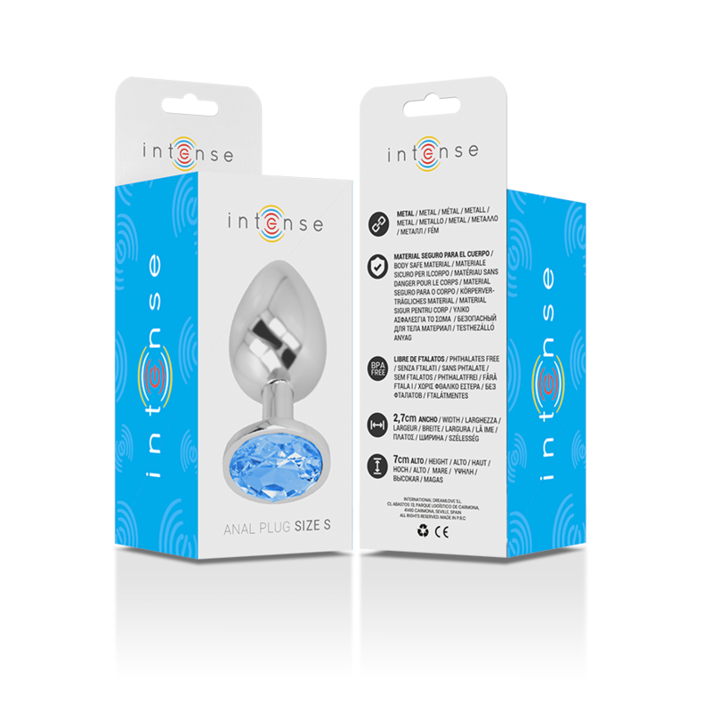 INTENSE - PLUG ANALE IN METALLO ALLUMINIO CON CRISTALLO BLU TAGLIA S - INTENSE ANAL TOYS | Lingerie Harness Boutique