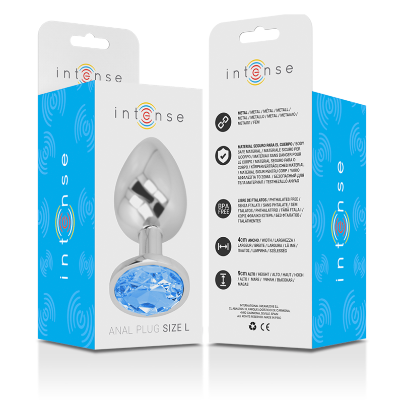 INTENSE - PLUG ANALE IN METALLO ALLUMINIO CON CRISTALLO BLU TAGLIA L - INTENSE ANAL TOYS | Lingerie Harness Boutique