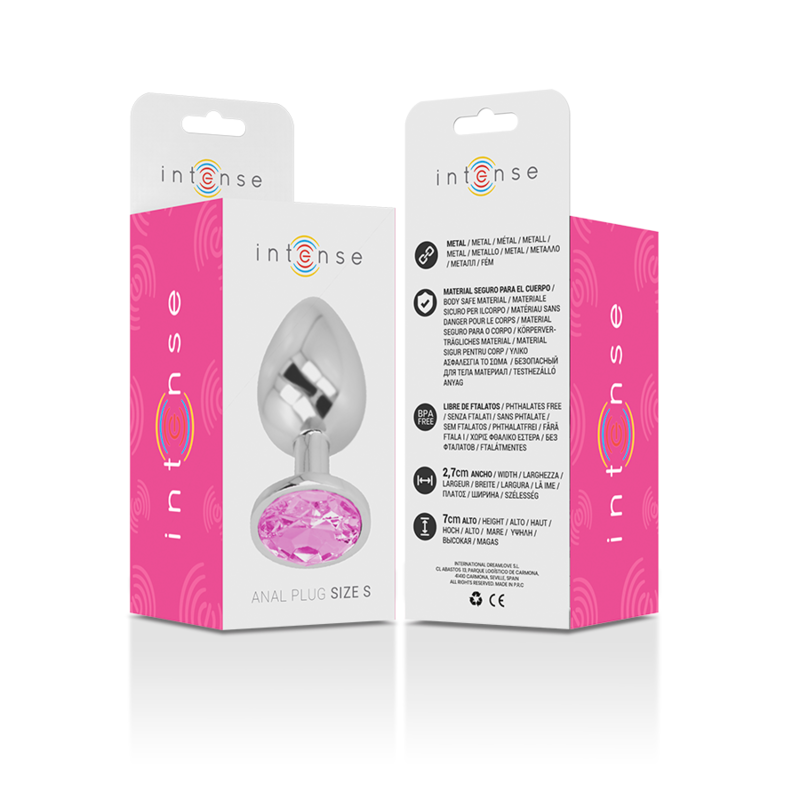 INTENSE - PLUG ANALE IN METALLO ALLUMINIO CON CRISTALLO ROSA TAGLIA S - INTENSE ANAL TOYS | Lingerie Harness Boutique