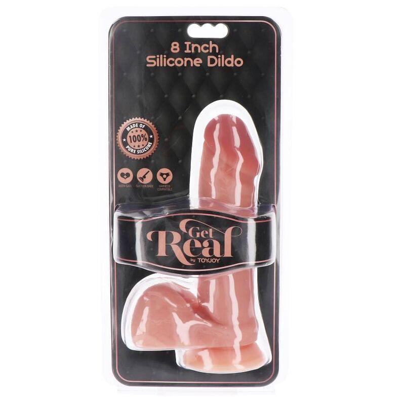 GET REAL - DILDO IN SILICONE 20,5 CM CON PALLE IN PELLE - GET REAL | Lingerie Harness Boutique