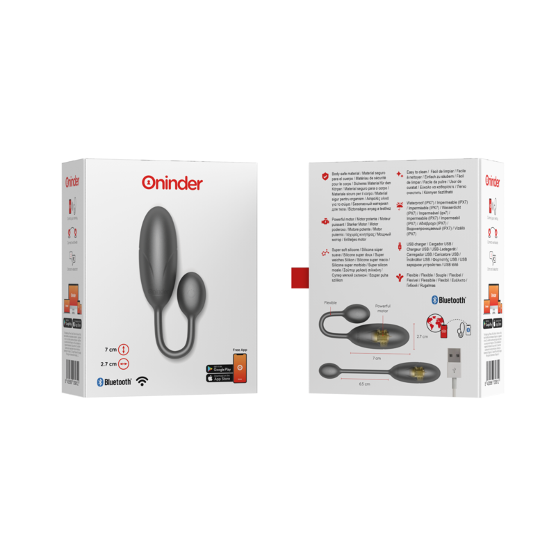ONINDER - UOVO VIBRANTE DENVER NERO 7 X 2,7 CM APP. GRATUITA - ONINDER | Lingerie Harness Boutique