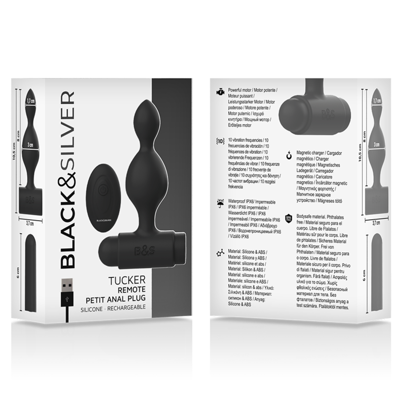 BLACK&SILVER - TELECOMANDO TELECOMANDO CON PLUG ANALE IN SILICONE PICCOLO TUCKER - BLACK&SILVER | Lingerie Harness Boutique