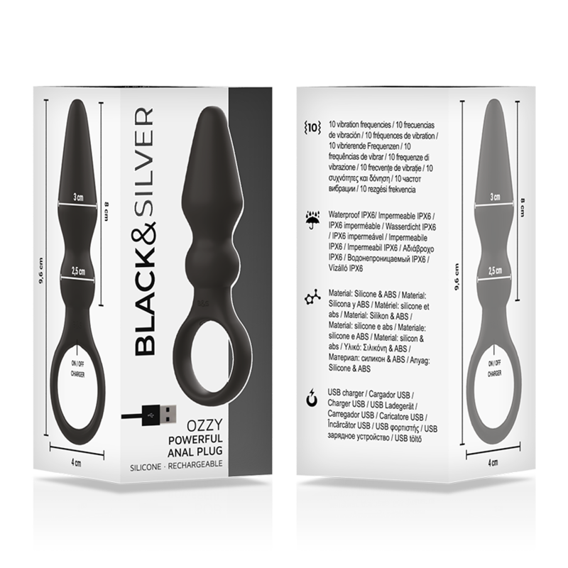 BLACK&SILVER - POTENTE PLUG ANALE IN SILICONE OZZY - BLACK&SILVER | Lingerie Harness Boutique