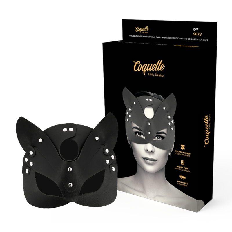 COQUETTE CHIC DESIRE - MASCHERA VEGANA IN PELLE CON ORECCHIE DI GATTO - COQUETTE ACCESSORIES | Lingerie Harness Boutique