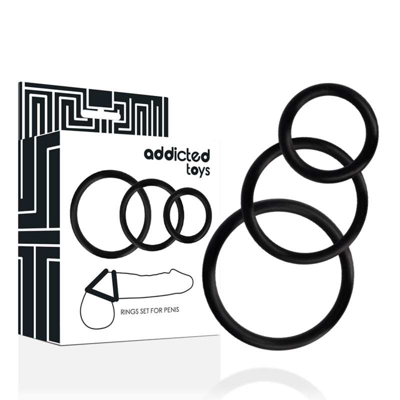 ADDICTED TOYS - SET DI ANELLI PER PENE NERO - ADDICTED TOYS | Lingerie Harness Boutique