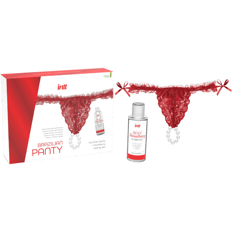 INTT RELEASES - BRASILIANA ROSSA CON PERLE E GEL LUBRIFICANTE 50 ML - INTT RELEASES | Lingerie Harness Boutique