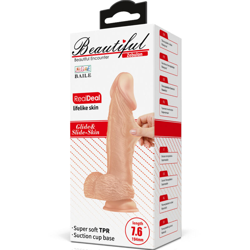 BAILE - BELLISSIMO DILDO FLESSIBILE REALISTICO ZEBULONE INCONTRO 19.4 CM NATURALE - BAILE DILDOS | Lingerie Harness Boutique