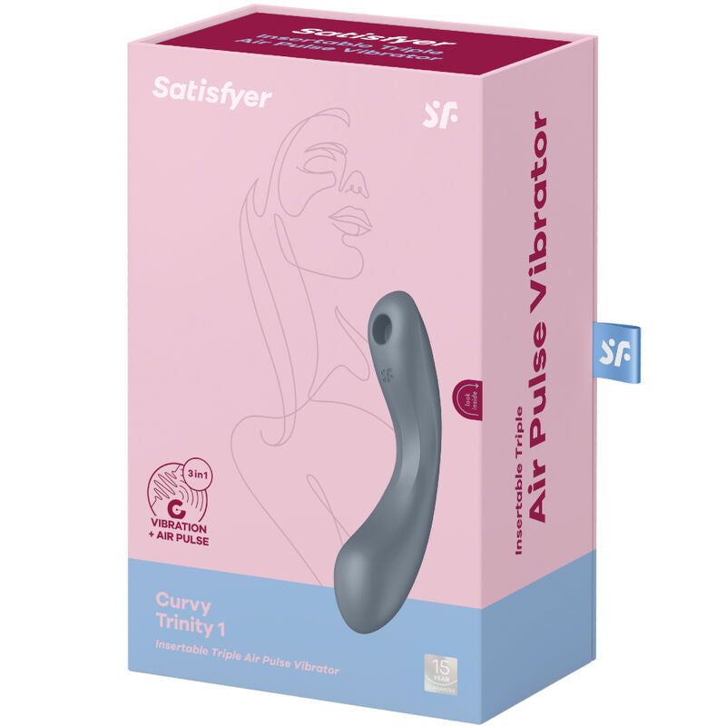 SATISFYER - CURVE TRINITY 1 AIR PULSE VIBRAZIONE GRIGIO - SATISFYER AIR PULSE | Lingerie Harness Boutique